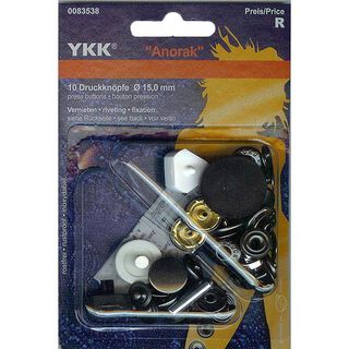 Bottone a pressione Anorak 5 – nero | YKK, 