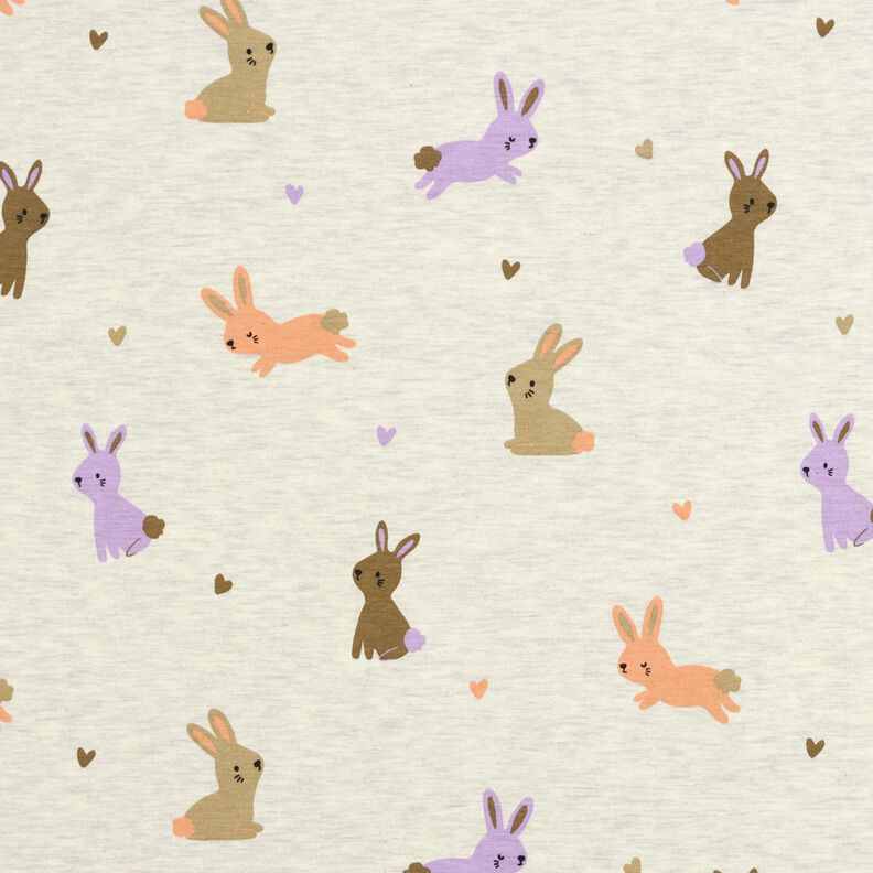 jersey di cotone Conigli e cuori | Poppy Fabrics – bianco lana,  image number 1