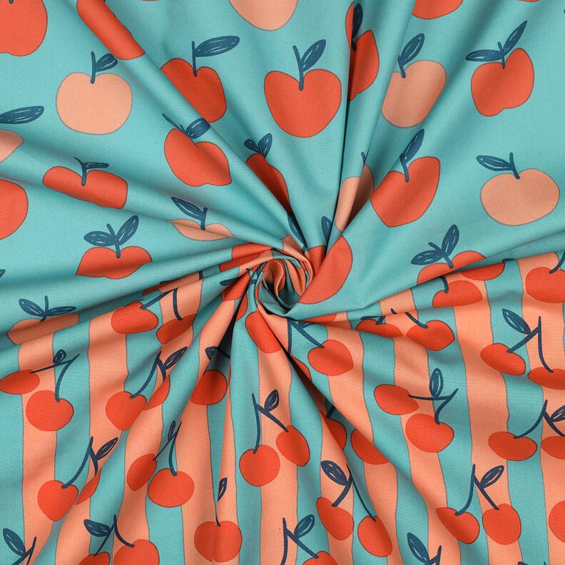 popeline di cotone Grandi mele | Poppy Fabrics – azzurro/salmone,  image number 3