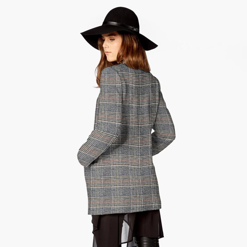 Tessuto per cappotto misto cotone Principe di Galles – bianco/blu notte,  image number 8