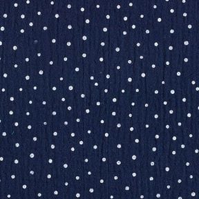 mussolina / tessuto doppio increspato piccoli pois – blu marino/bianco, 