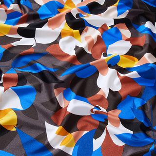 tessuto per costumi da bagno, foglie astratte – nero, 