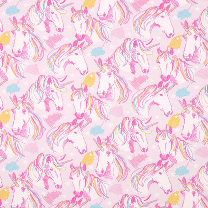 jersey di cotone Scarabocchi-unicorno – rosa,  image number 1