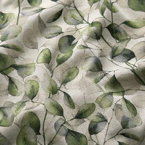 tessuto arredo mezzo panama foglie di pioppo – naturale/verde oliva scuro, 