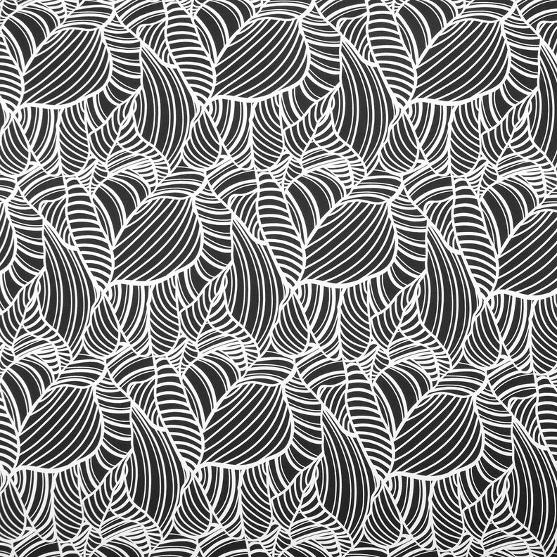 Jersey di viscosa con foglie astratte – nero/bianco,  image number 1