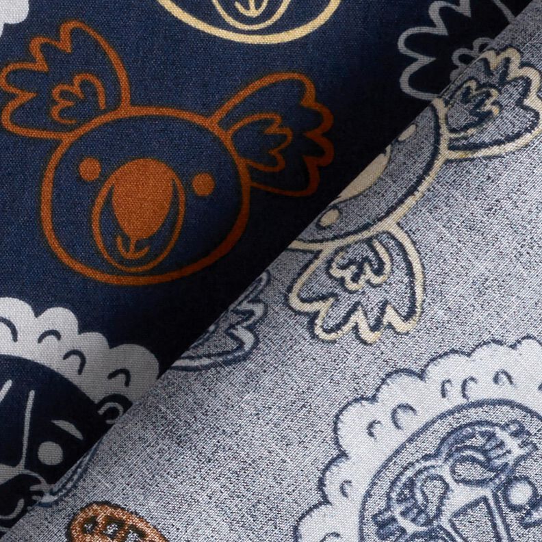 popeline di cotone Musi di animali | Poppy Fabrics – grigio blu,  image number 4