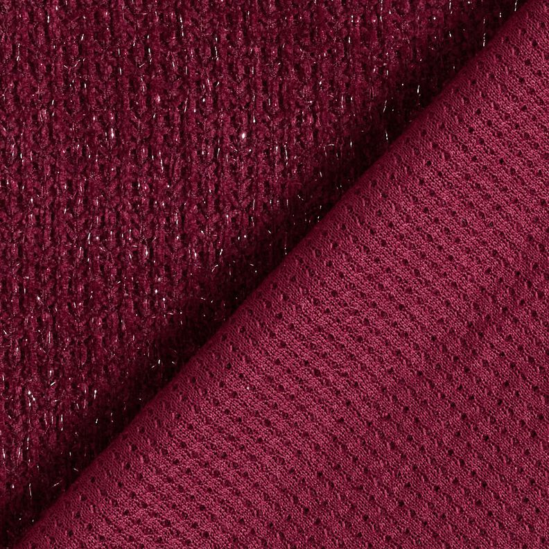 ciniglia maglia jacquard Glitter – rosso Bordeaux/argento effetto metallizzato,  image number 3