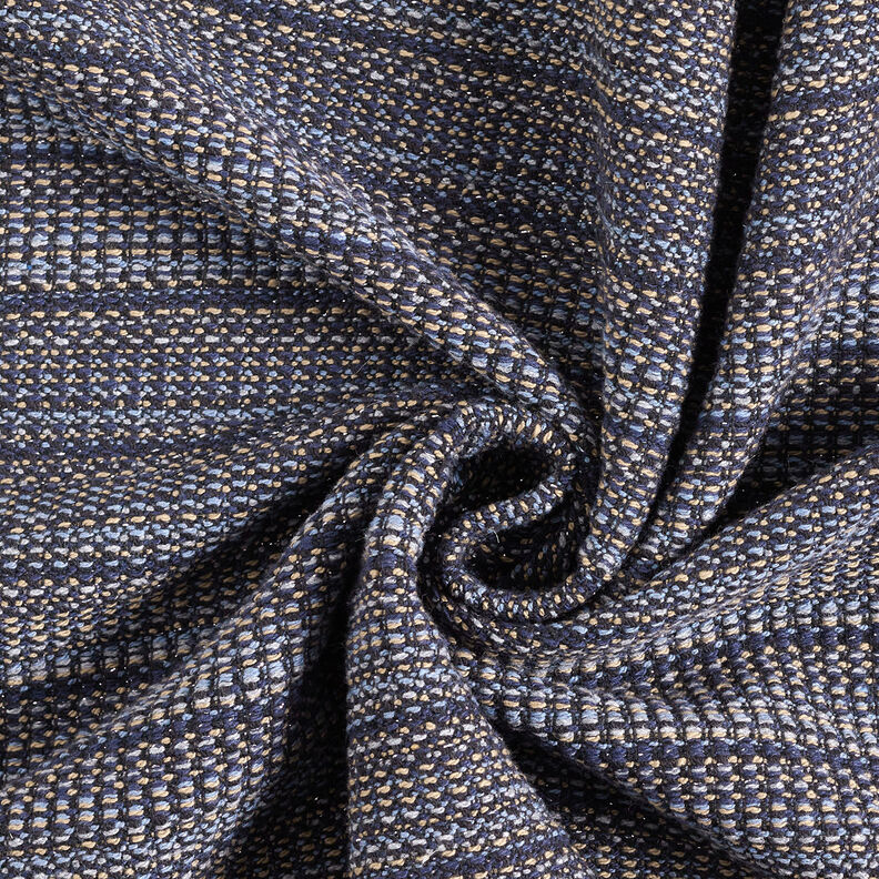 Tessuto per cappotto testurizzato filato glitterato – blu notte/duna,  image number 4
