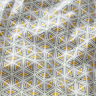 tessuto in cotone cretonne forme geometriche – bianco/verde oliva, 