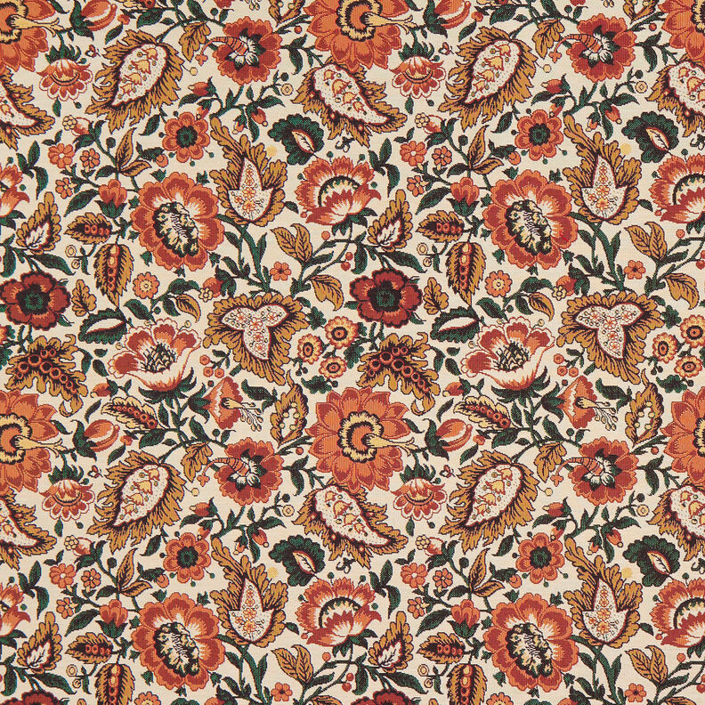 tessuto arredo gobelin Floreale retrò – beige chiaro/rame,  image number 1