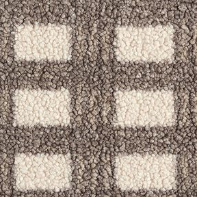 tessuto in maglia, bouclé, quadri – bianco lana/marrone chiaro, 