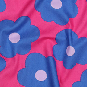 popeline di cotone Big Flower | Nerida Hansen – rosa fucsia acceso/colore blu jeans, 