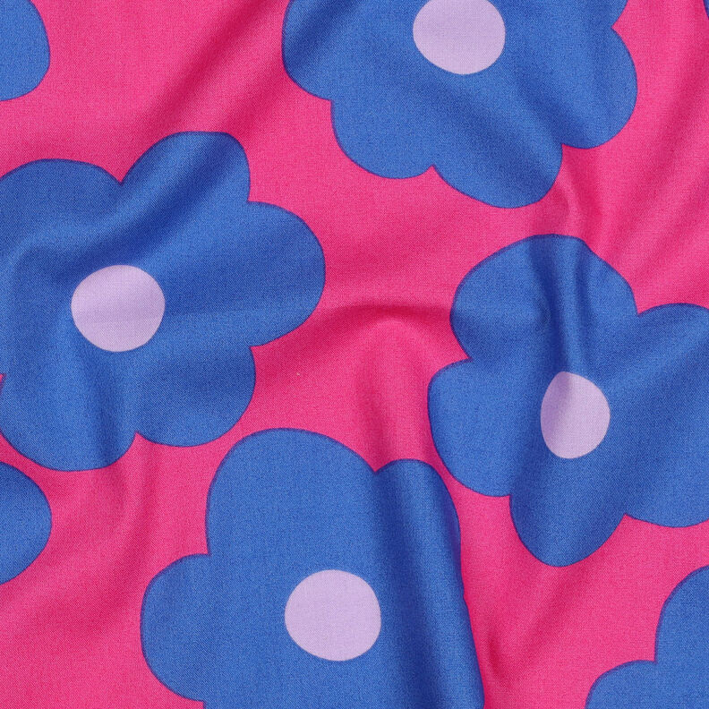popeline di cotone Big Flower | Nerida Hansen – rosa fucsia acceso/colore blu jeans,  image number 2