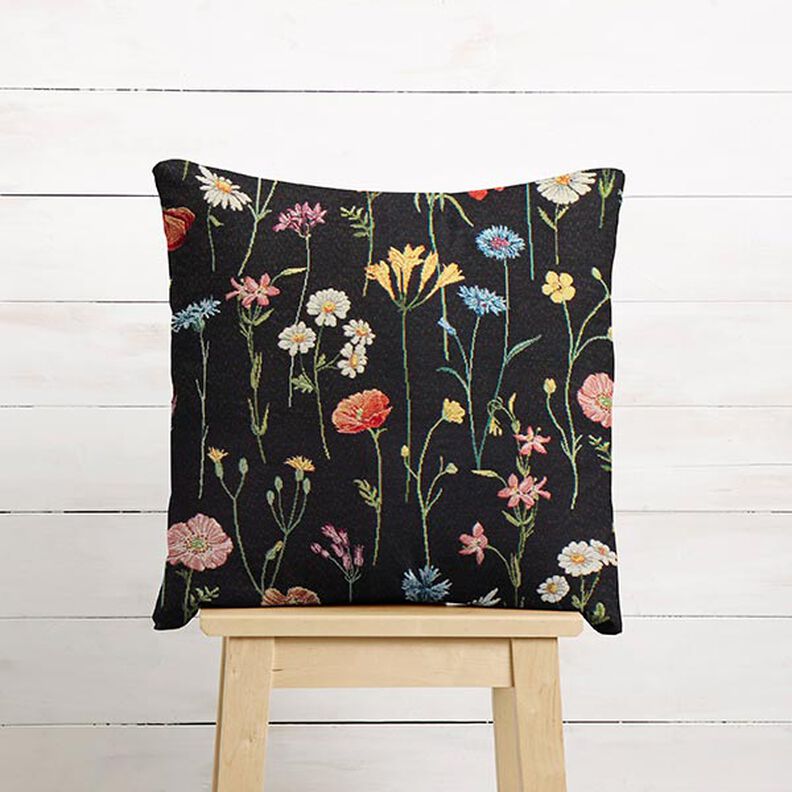 tessuto arredo gobelin fiori selvatici – nero/rosé,  image number 8