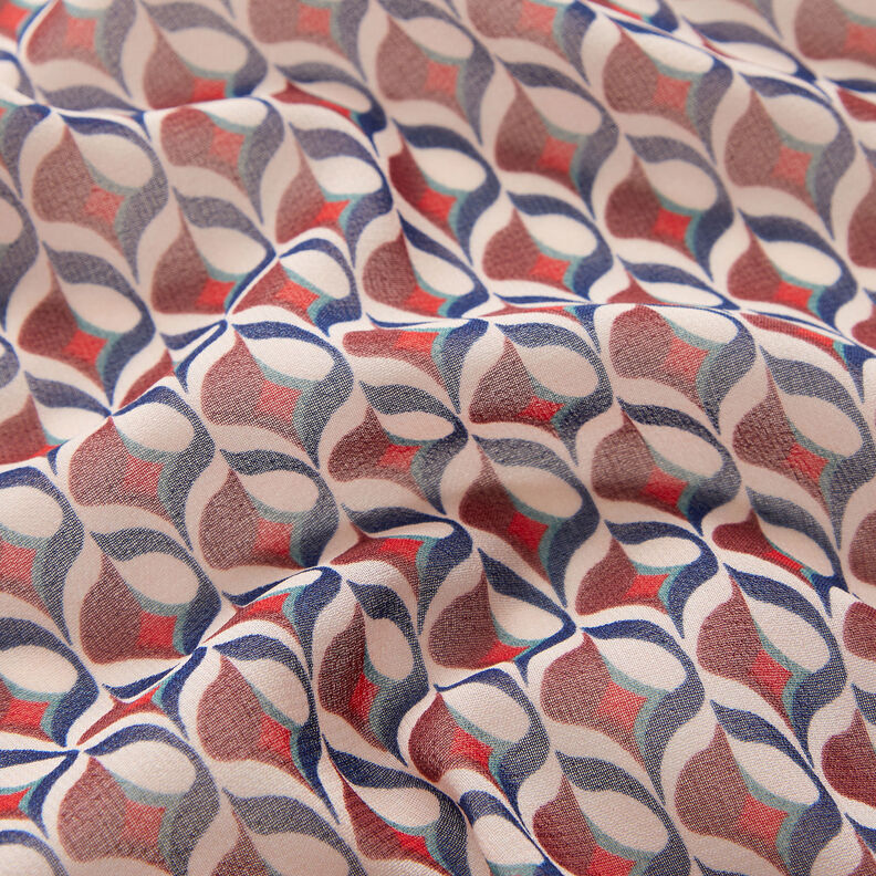 Chiffon motivo rétro – bianco/rosso scuro, image number 2