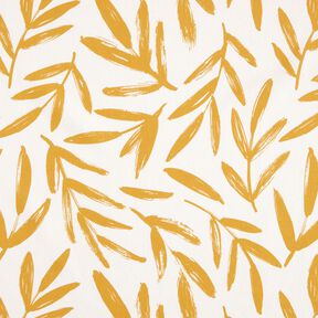 tessuto arredo mezzo panama foglie minimal – senape/naturale, 