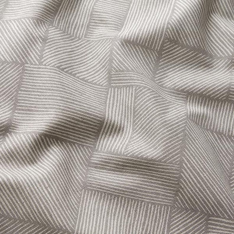 tessuto arredo mezzo panama Patchwork di linee – talpa/naturale,  image number 2
