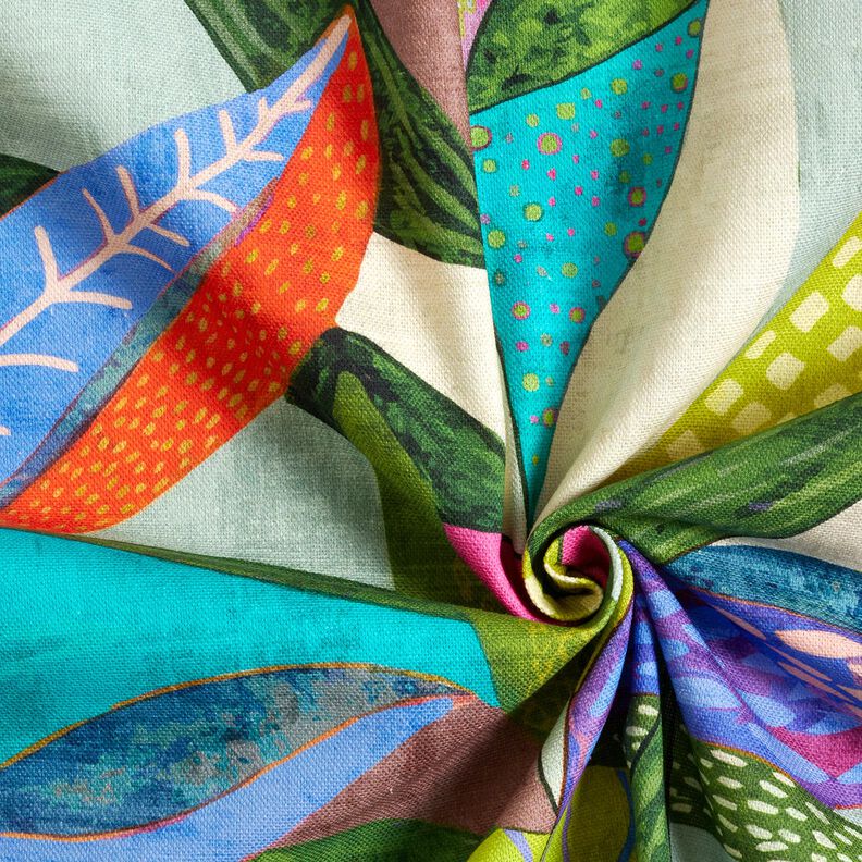 tessuto arredo mezzo panama Foglie tropicali – arancione/verde scuro, image number 3