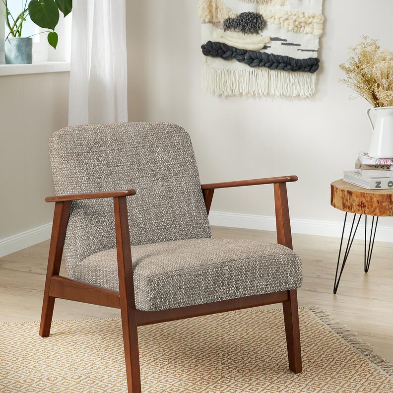 tessuto da tappezzeria Aspetto bouclé colorato – talpa scuro/beige chiaro, image number 4