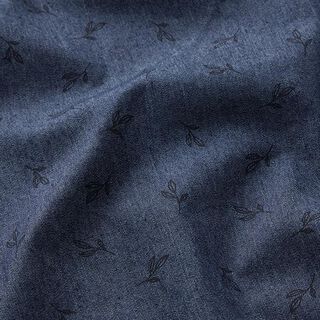 jeans stretch, rami con foglie – blu marino, 