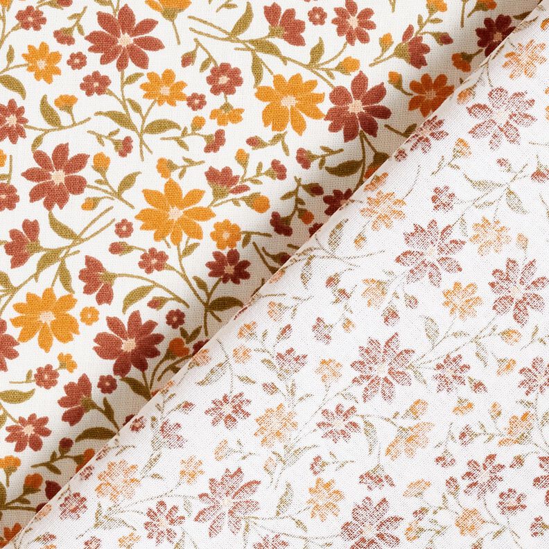 popeline di cotone fiori autunnali – bianco/rosso borgogna, image number 4