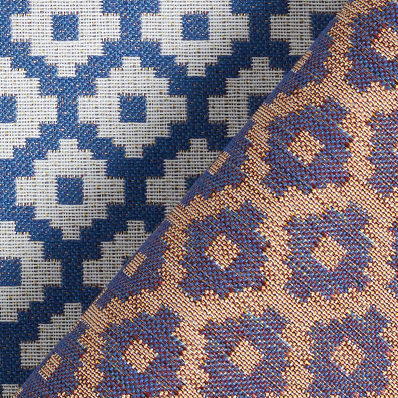 Tessuto jacquard da esterni losanghe – blu,  image number 4