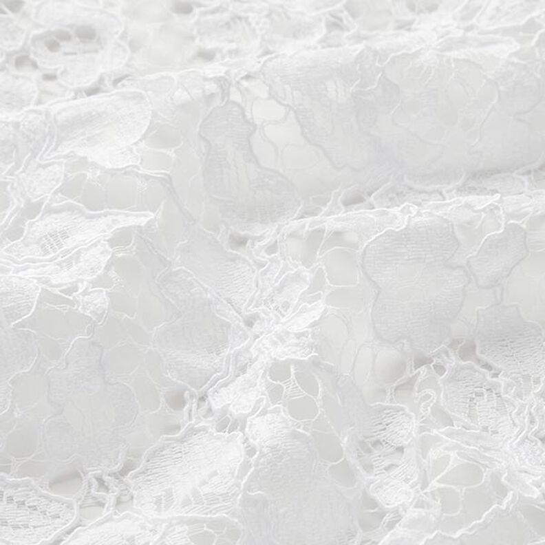 tessuto in pizzo con bordo a smerlo su entrambi i lati, fiori – bianco,  image number 3