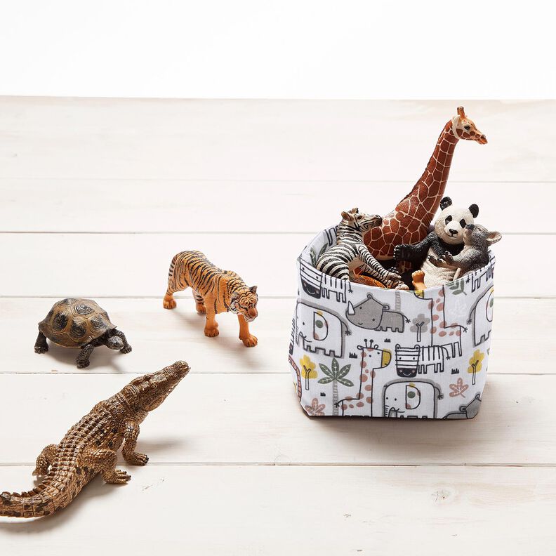 tessuto in cotone cretonne piccoli animali selvatici – grigio argento,  image number 6