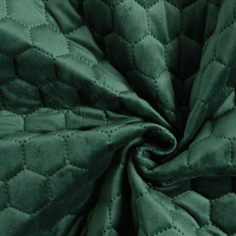tessuto tappezzeria velluto trapuntato motivo a nido d’ape – verde scuro,  image number 5