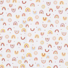 tessuto in cotone cretonne Piccoli arcobaleni – bianco/senape, 