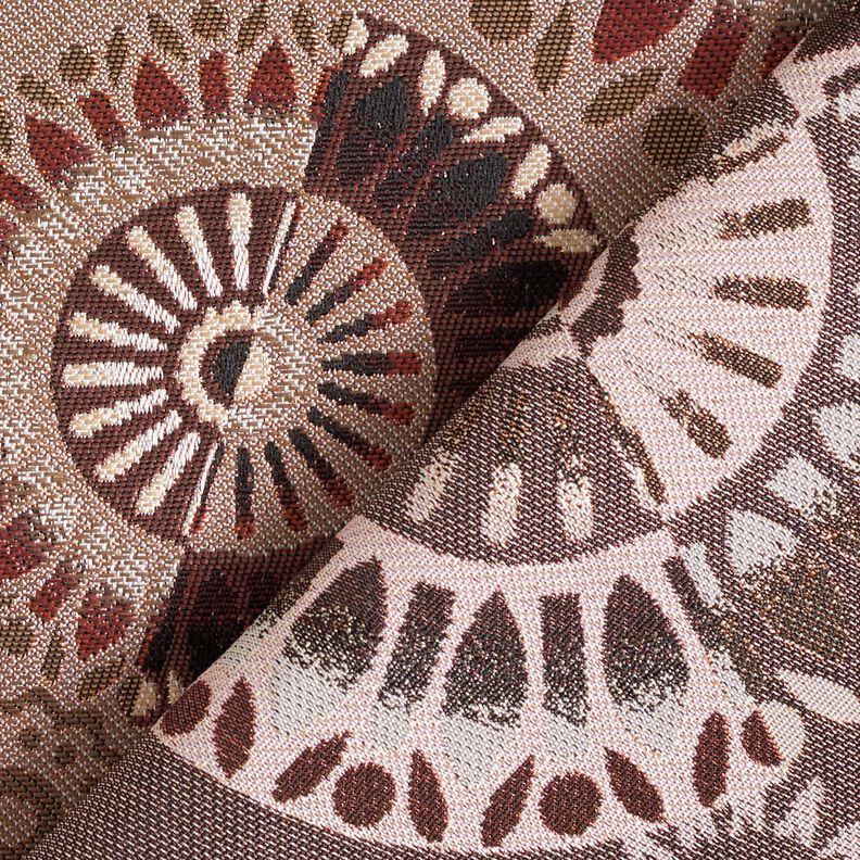 tessuto arredo Jacquard Mandala elegante – talpa scuro/rosso borgogna,  image number 4