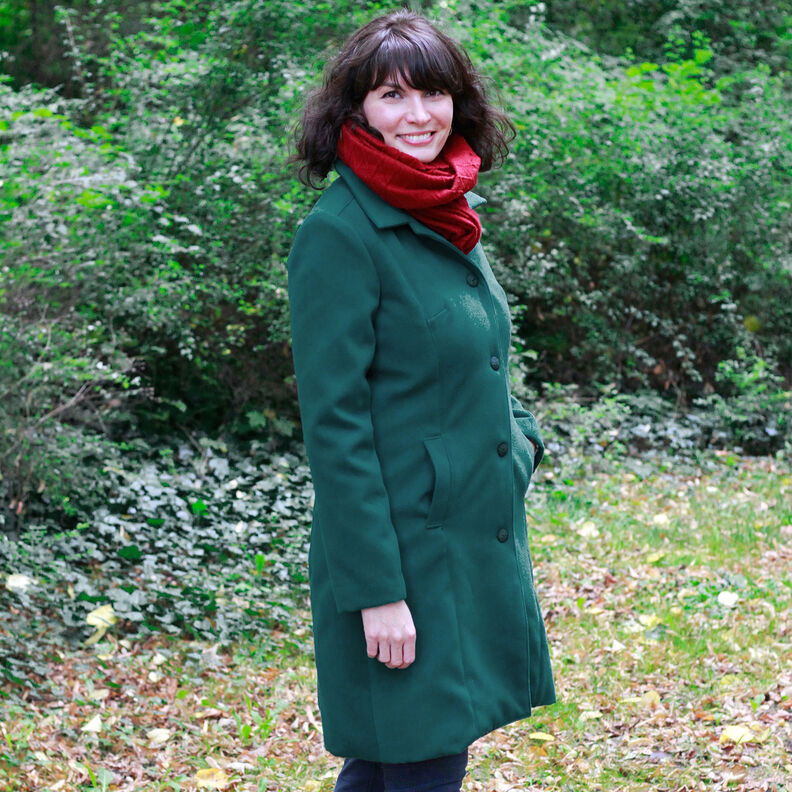 Tessuto per cappotti in poliestere riciclato – verde abete,  image number 4