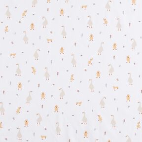 GOTS popeline di cotone Simpatiche oche e pulcini | Poppy Fabrics – bianco, 