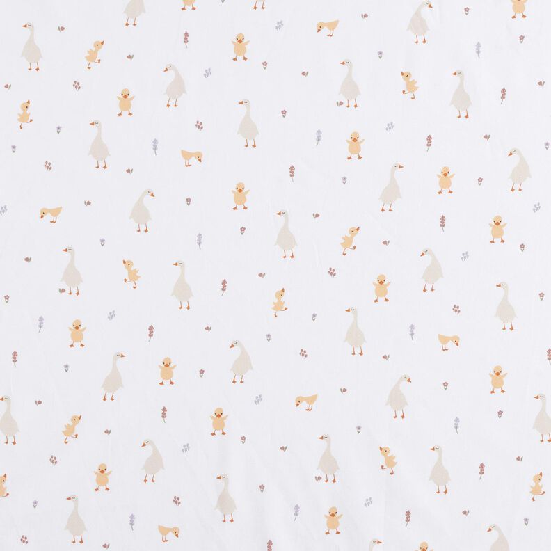 GOTS popeline di cotone Simpatiche oche e pulcini | Poppy Fabrics – bianco,  image number 1