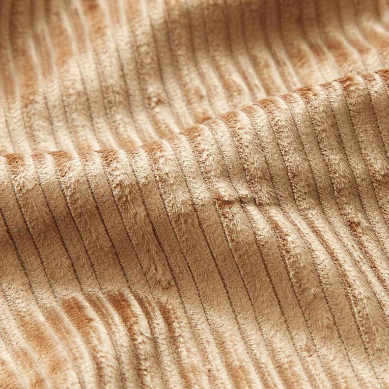Velluto elasticizzato misto cotone-viscosa in tinta unita – beige, image number 2