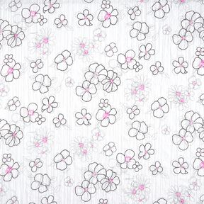 Fiori in voile stropicciato e motivo leopardato – bianco/nero, 