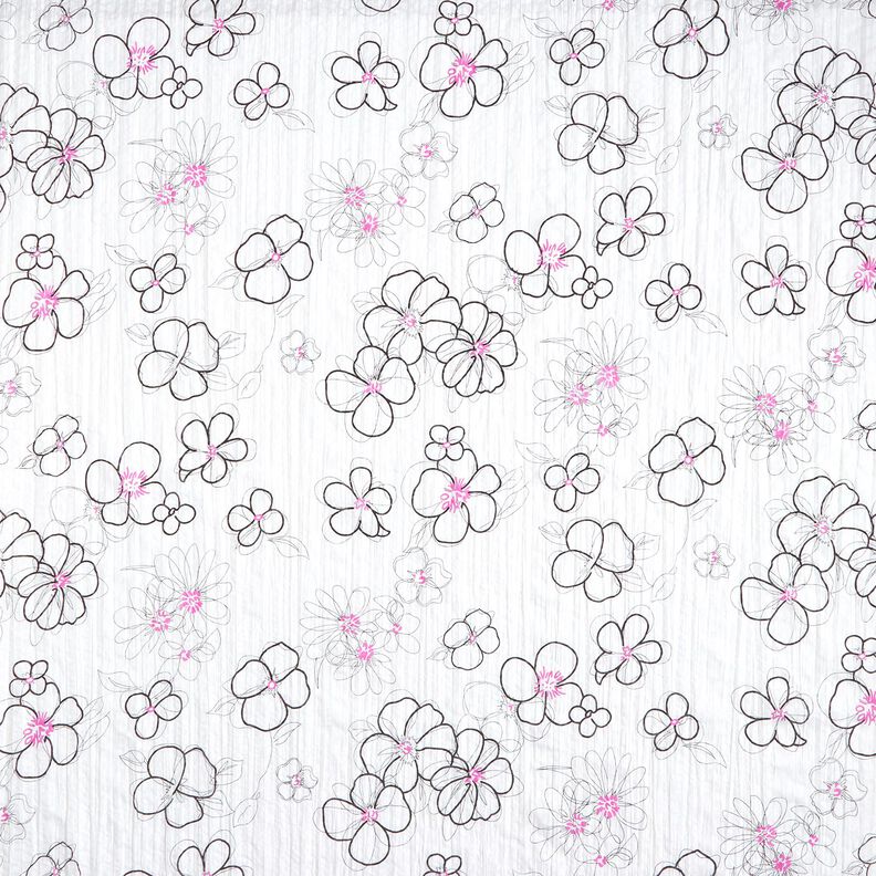 Fiori in voile stropicciato e motivo leopardato – bianco/nero, image number 1