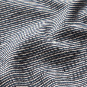 tessuto per polsini Righe tubolari strette – blu oceano/argento, 