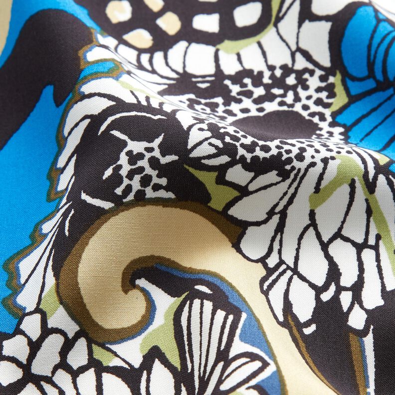 Tessuto in viscosa con fiori e foglie &ndash; nero,  image number 2