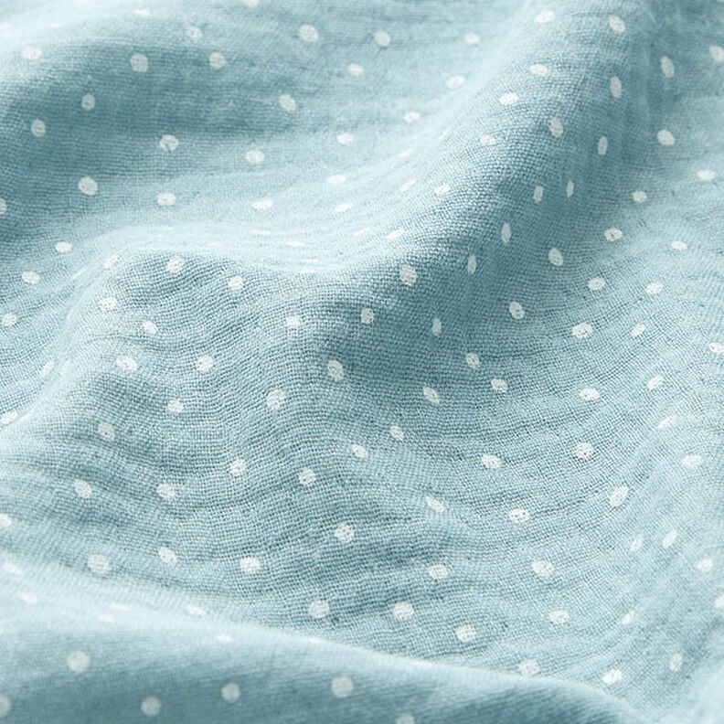 mussolina / tessuto doppio increspato piccoli pois – blu colomba,  image number 2