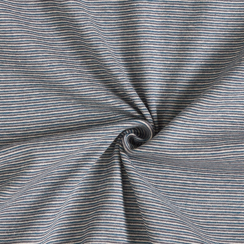 tessuto per polsini Righe tubolari strette – blu oceano/argento,  image number 1