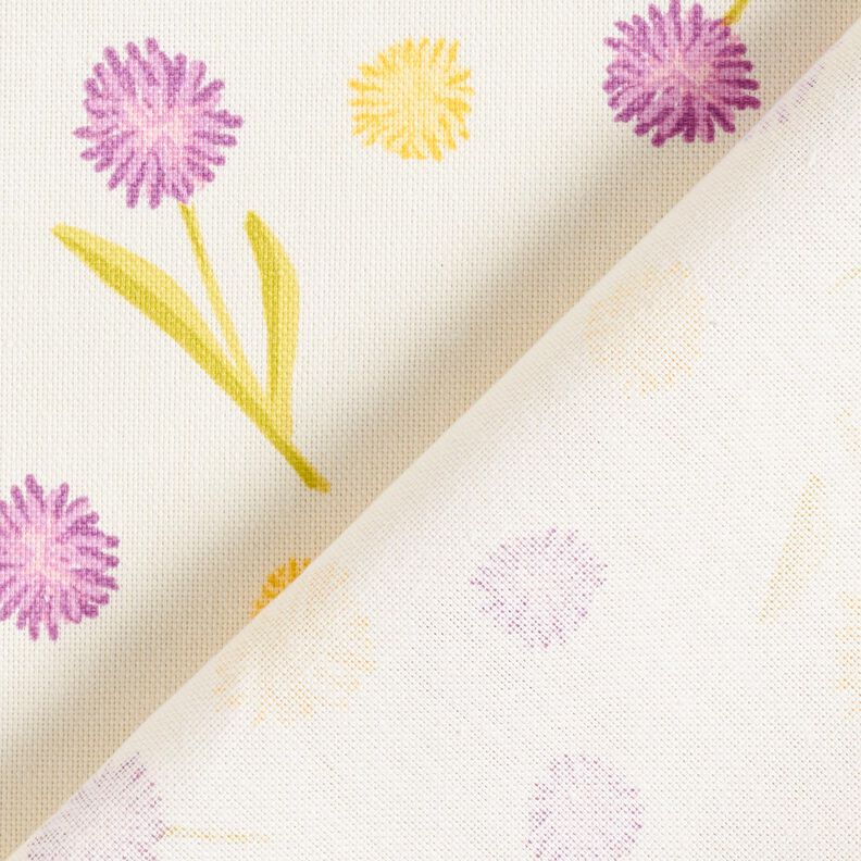 tessuto arredo mezzo panama Piccoli fiori primaverili – bianco lana/giallo vaniglia, image number 4