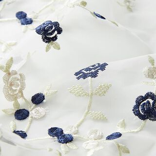 organza, ricamo floreale – bianco, 