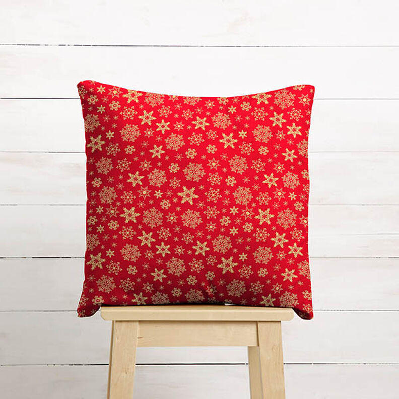 tessuto in cotone popeline Cristalli di neve – rosso/oro, image number 8