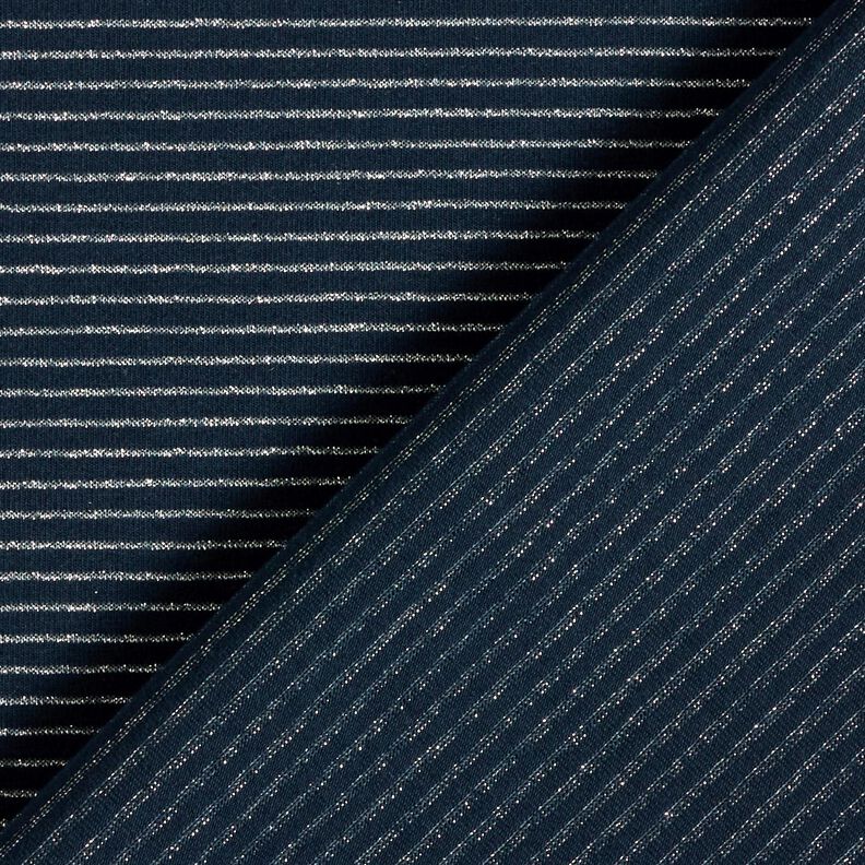 Jersey di cotone rigato lurex – blu notte/argento, image number 4