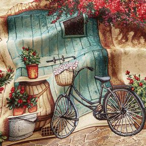 taglio di tessuto arredo gobelin Bicicletta – beige chiaro/rosso carminio, 