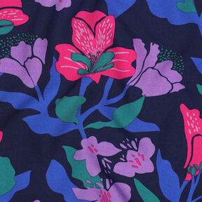 Tessuto in viscosa LENZING™ ECOVERO™ Amira Floral | Nerida Hansen – blu notte/rosa fucsia acceso, 
