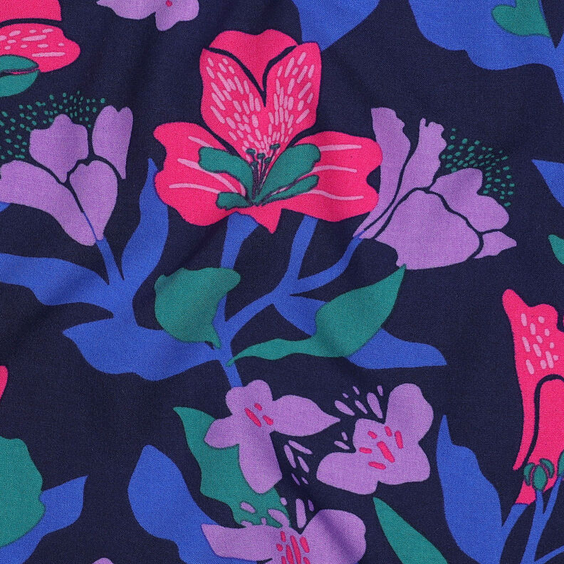 Lenzing Ecovero™ Amira Floral | Nerida Hansen – blu notte/rosa fucsia acceso,  image number 2