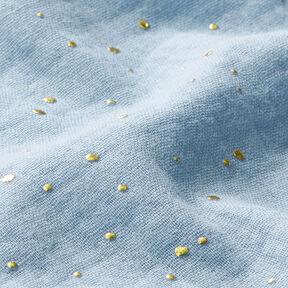 mussola di cotone, macchie dorate sparse – azzurro/oro, 