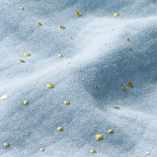 mussola di cotone, macchie dorate sparse – azzurro/oro, 